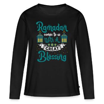 Ramadan Ramadan Moubarak Musulman Islamique - T-shirt manches longues Premium bio Femme - noir - Devant - Julia (174cm)