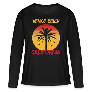 California Venice Beach Palm Ocean Surfing - Women's Premium Organic Long Sleeve Shirt - black - Front - Julia (174cm)