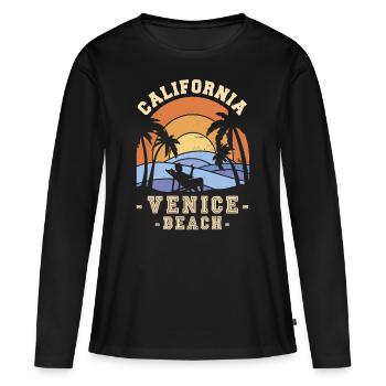 California Venice Beach Palm Holidays Sea Brandu - Women's Premium Organic Long Sleeve Shirt - black - Front - Julia (174cm)