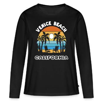 Venice Beach Family Vacation California Ocean Palm - Women's Premium Organic Long Sleeve Shirt - black - Front - Julia (174cm)