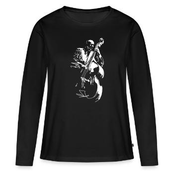 Cool Graphic Jazz Lovers Contrebassiste - T-shirt manches longues Premium bio Femme - noir - Devant - Julia (174cm)