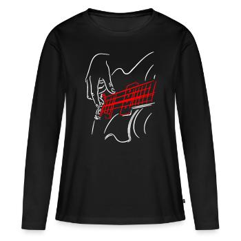 Guitare acoustique Guitariste Idée Bassiste Musicia - T-shirt manches longues Premium bio Femme - noir - Devant - Julia (174cm)