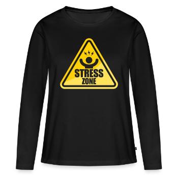Panneau routier Stress Zone Stress National - T-shirt manches longues Premium bio Femme - noir - Devant - Julia (174cm)