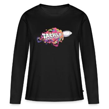 S’attaquer au stress Away Sports Sensibilisation au stress - T-shirt manches longues Premium bio Femme - noir - Devant - Julia (174cm)