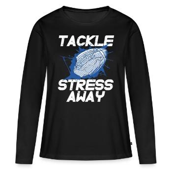 Gestion du stress Sport Sensibilisation au stress Football - T-shirt manches longues Premium bio Femme - noir - Devant - Julia (174cm)