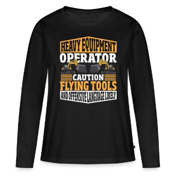 Opérateur de machine Opérateur de machine de construction Machines de construction - T-shirt manches longues Premium bio Femme - noir - Devant - Julia (174cm)
