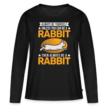 Lapin lapin lapin lapin - T-shirt manches longues Premium bio Femme - noir - Devant - Julia (174cm)