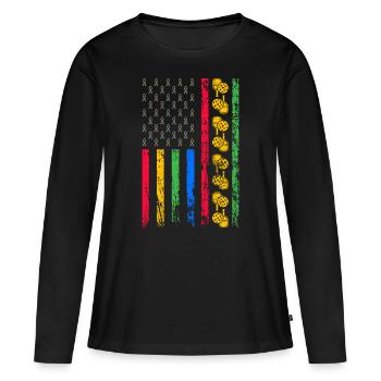 Drapeau sportif américain - T-shirt manches longues Premium bio Femme - noir - Devant - Julia (174cm)