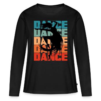 Danse Danse Tanzen Rétro Vintage - T-shirt manches longues Premium bio Femme - noir - Devant - Julia (174cm)
