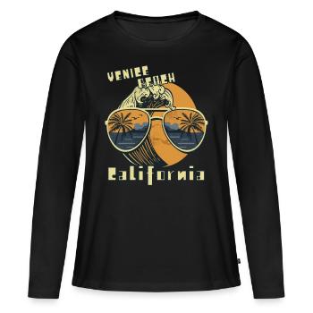 Palm Tree Sunglasses California Venice Beach Ocean - Women's Premium Organic Long Sleeve Shirt - black - Front - Julia (174cm)