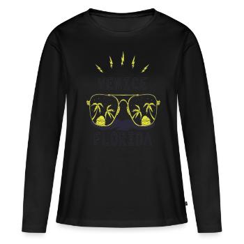 Palm Tree Sunglasses Florida Venice Beach Ocean - Women's Premium Organic Long Sleeve Shirt - black - Front - Julia (174cm)