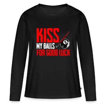 Drôle de joueur de billard - Billard 8-Ball - T-shirt manches longues Premium bio Femme - noir - Devant - Julia (174cm)