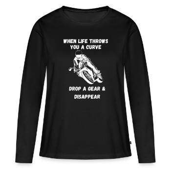 Si la vie vous jette une courbe Drôle de dicton de moto - T-shirt manches longues Premium bio Femme - noir - Devant - Julia (174cm)