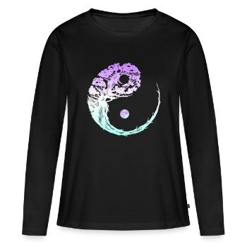 Yin Yang Bonsaï Jardinage Japonais Zen Buddhi - T-shirt manches longues Premium bio Femme - noir - Devant - Julia (174cm)