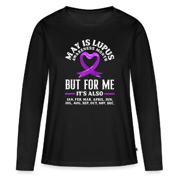 Lila Schleife Lupus Krieger Lupus Kämpfer Lupus Aw - Frauen Premium Bio Langarmshirt - Schwarz - Vorne - Julia (174cm)