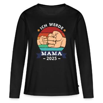 Ich werde Mama 2025 - Frauen Premium Bio Langarmshirt - Schwarz - Vorne - Julia (174cm)