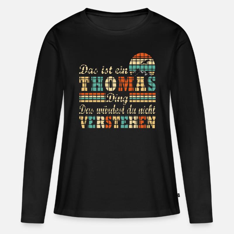 THOMAS - Frauen Premium Bio Langarmshirt - Schwarz