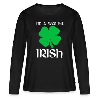 St Patricks Day I'm A Wee Bit Irish - Women's Premium Organic Long Sleeve Shirt - black - Front - Julia (174cm)
