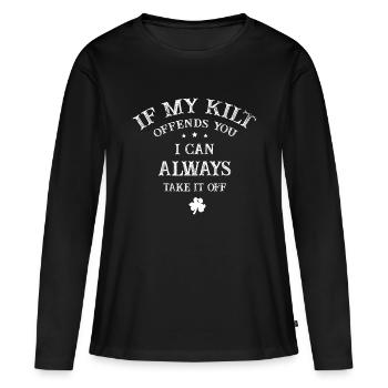 Si mon kilt vous offense, je peux toujours le prendre St Pat - T-shirt manches longues Premium bio Femme - noir - Devant - Julia (174cm)