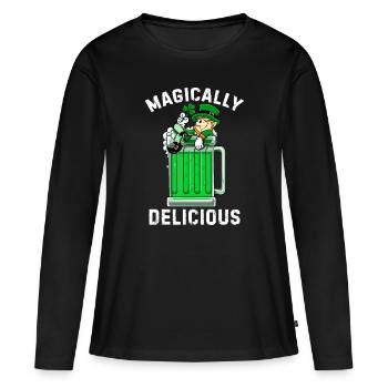 Idée magiquement délicieuse St Patricks Day Boire - T-shirt manches longues Premium bio Femme - noir - Devant - Julia (174cm)
