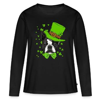 Boston Terrier Leprechaun St Patricks Day Dog Boys - T-shirt manches longues Premium bio Femme - noir - Devant - Julia (174cm)