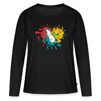 Maus - Frauen Premium Bio Langarmshirt - Schwarz - Vorne - Julia (174cm)