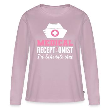 Medizinische Rezeptionistin Medizin Rezeption - Frauen Premium Bio Langarmshirt - Altrosa - Vorne - Julia (174cm)