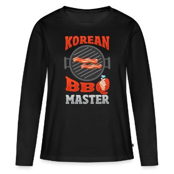 Korean BBQ Master Traditional Asian Cuisine KBBQ - Women's Premium Organic Long Sleeve Shirt - black - Front - Julia (174cm)