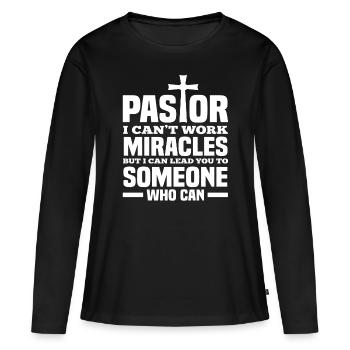 Pasteur Pasteur Dieu Jésus Prêtre - T-shirt manches longues Premium bio Femme - noir - Devant - Julia (174cm)
