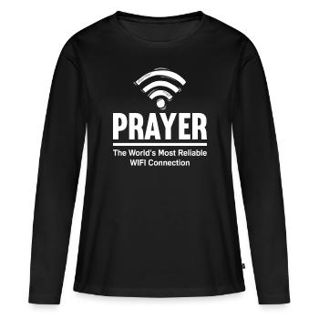 Pasteur Pasteur Prédicateur Dieu - T-shirt manches longues Premium bio Femme - noir - Devant - Julia (174cm)