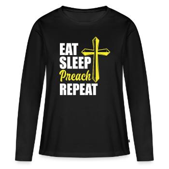 Pasteur Pasteur Alimentation Sommeil Prédication - T-shirt manches longues Premium bio Femme - noir - Devant - Julia (174cm)