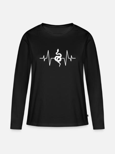 Schlange Herzschlag - Premium økologisk langærmet T-shirt til kvinder - sort
