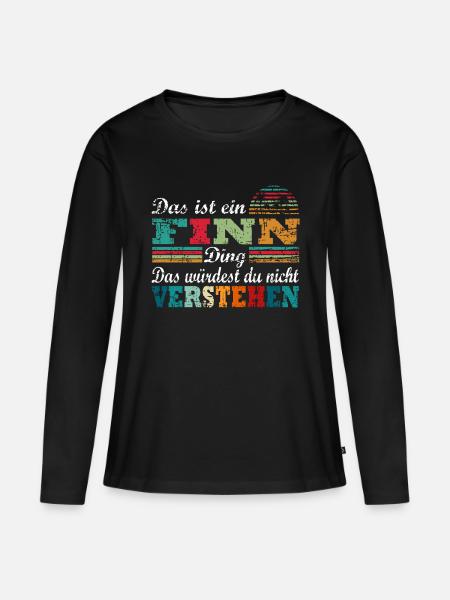 Vorname Finn FINN - Frauen Premium Bio Langarmshirt - Schwarz