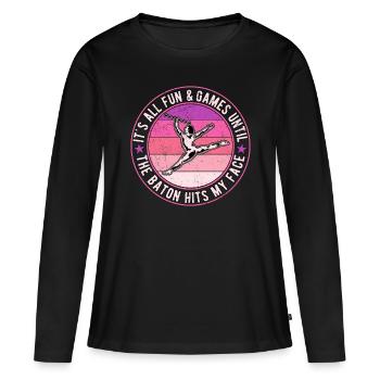 Bâton tournoyant tige tournante - T-shirt manches longues Premium bio Femme - noir - Devant - Julia (174cm)