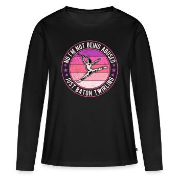 Juste bâton tournoyant tige tournante - T-shirt manches longues Premium bio Femme - noir - Devant - Julia (174cm)