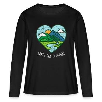 Jour de la Terre tous les jours 22 avril Gif environnementaliste - T-shirt manches longues Premium bio Femme - noir - Devant - Julia (174cm)