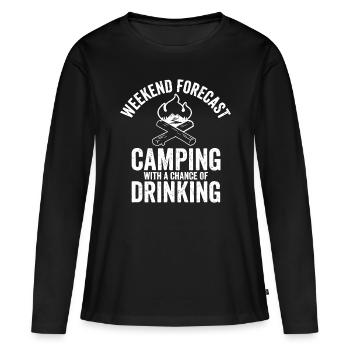 Prévisions de week-end Camping avec une chance de boire - T-shirt manches longues Premium bio Femme - noir - Devant - Julia (174cm)