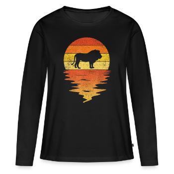 zookeeper Lion idea retro sunset 70s vintage Lion - Women's Premium Organic Long Sleeve Shirt - black - Front - Julia (174cm)