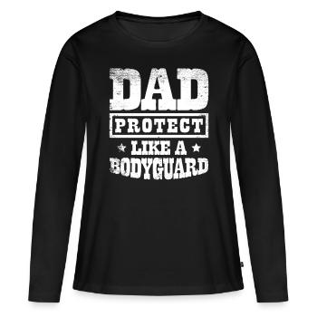 Papa protège comme un garde du corps Idées de fête des pères - T-shirt manches longues Premium bio Femme - noir - Devant - Julia (174cm)