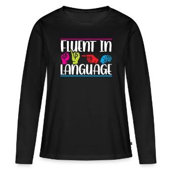 Maîtrise de la langue des signes Signes de sensibilisation - T-shirt manches longues Premium bio Femme - noir - Devant - Julia (174cm)