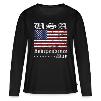 Jour de l’indépendance - T-shirt manches longues Premium bio Femme - noir - Devant - Julia (174cm)