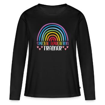 Formateur en éducation spécialisée Enseignant Éducation spécialisée - T-shirt manches longues Premium bio Femme - noir - Devant - Julia (174cm)