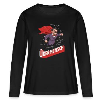 Philosophie de Nietzsche Übermensch - T-shirt manches longues Premium bio Femme - noir - Devant - Julia (174cm)