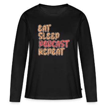 Podcast sur l’alimentation et le sommeil - T-shirt manches longues Premium bio Femme - noir - Devant - Julia (174cm)