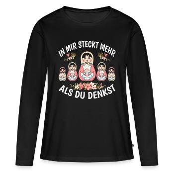 Matrjoschka Puppe Babushka Souvenir Lustig - Frauen Premium Bio Langarmshirt - Schwarz - Vorne - Julia (174cm)