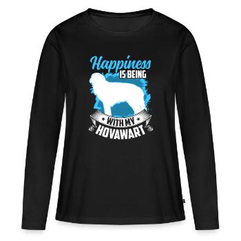 Hovawart macht glücklich derber Bauernhund - Frauen Premium Bio Langarmshirt - Schwarz - Vorne - Julia (174cm)