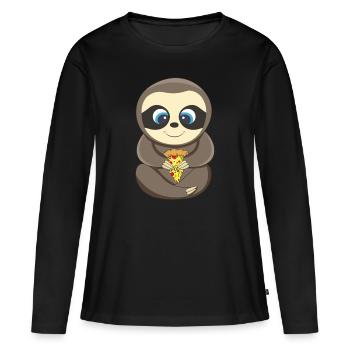 PIzza Sloth Lover Pizza - Women's Premium Organic Long Sleeve Shirt - black - Front - Julia (174cm)