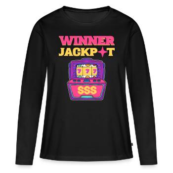 Machine à sous Machines à sous Machine à sous Machine à sous - T-shirt manches longues Premium bio Femme - noir - Devant - Julia (174cm)
