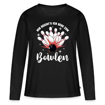 Bowler Bowlen Kegeln Bowling - Frauen Premium Bio Langarmshirt - Schwarz - Vorne - Julia (174cm)