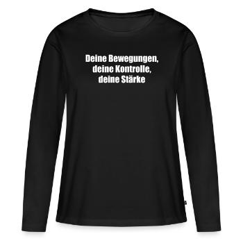 Pilates - Deine Bewegungen, deine Kontrolle, - Frauen Premium Bio Langarmshirt - Schwarz - Vorne - Julia (174cm)